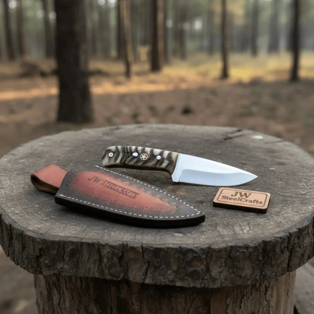 Compact Outdoor Knife – Stainless Steel Blade | Ram Horn or Wengi Wood Handle | JW SteelCrafts
