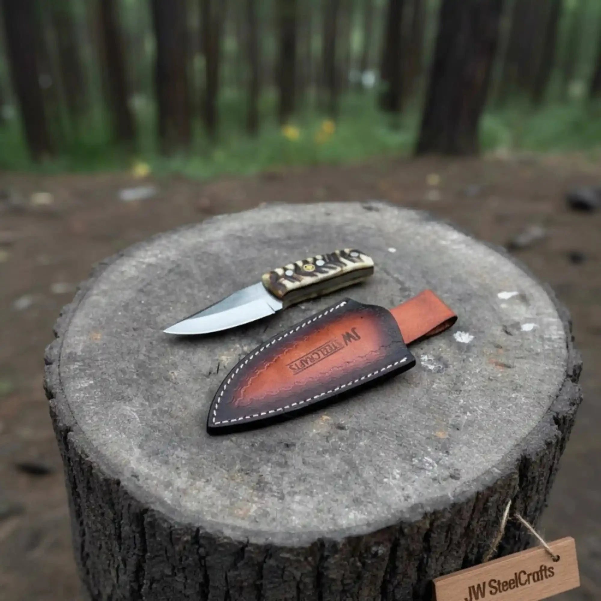 Compact Outdoor Knife – Stainless Steel Blade | Ram Horn or Wengi Wood Handle | JW SteelCrafts