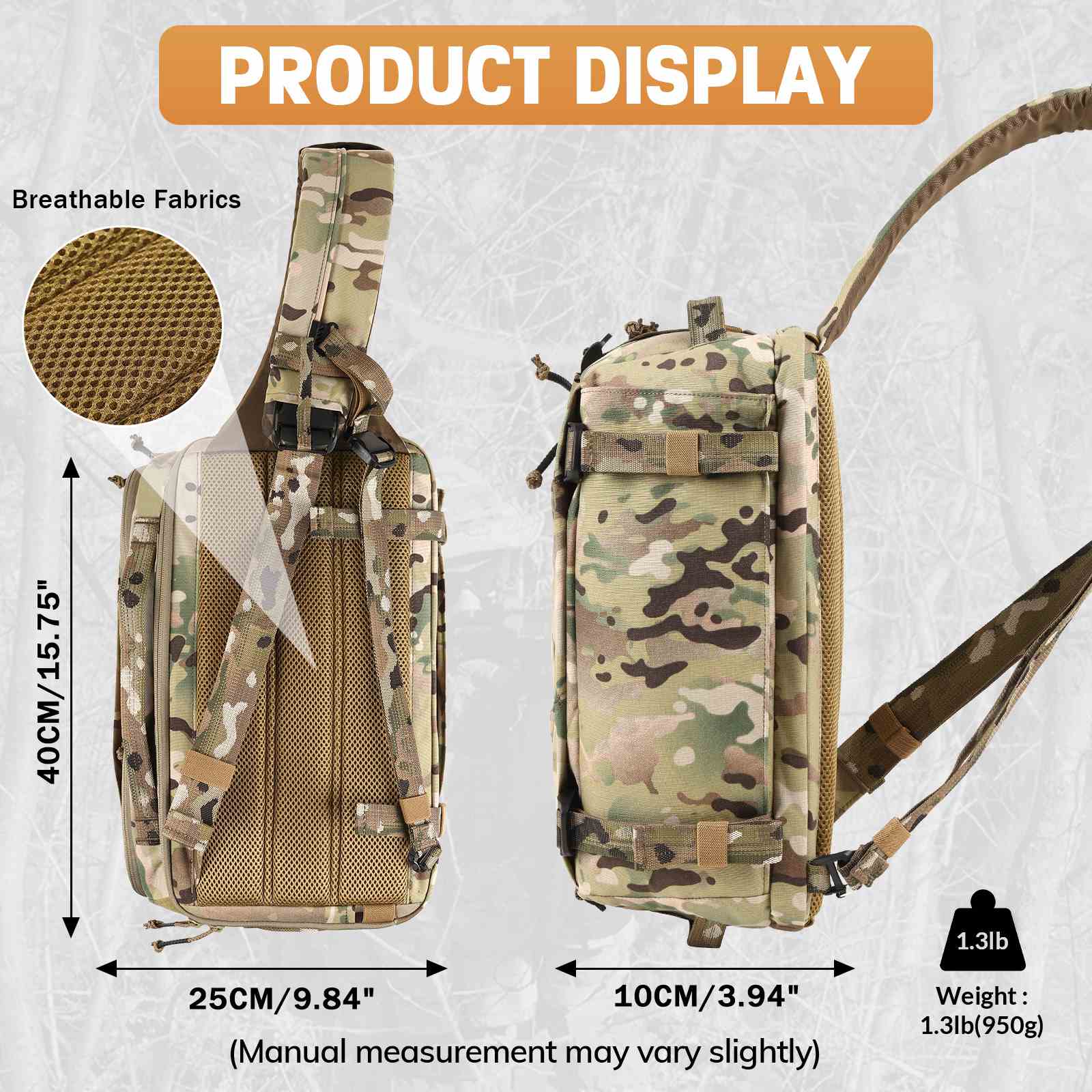 Votagoo 13L Tactical Sling Bag - Durable 500D Nylon Military Shoulder Pouches