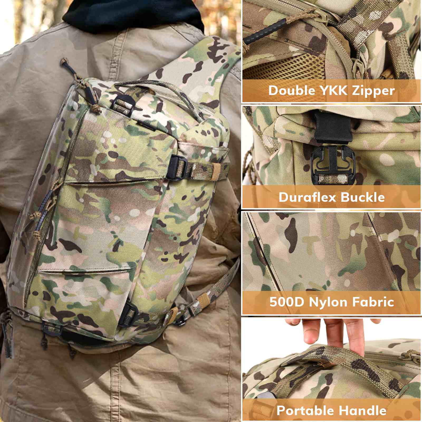 Votagoo 13L Tactical Sling Bag - Durable 500D Nylon Military Shoulder Pouches