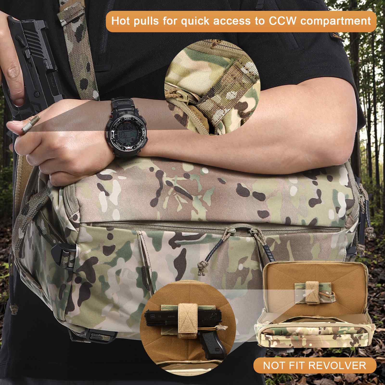 Votagoo 13L Tactical Sling Bag - Durable 500D Nylon Military Shoulder Pouches