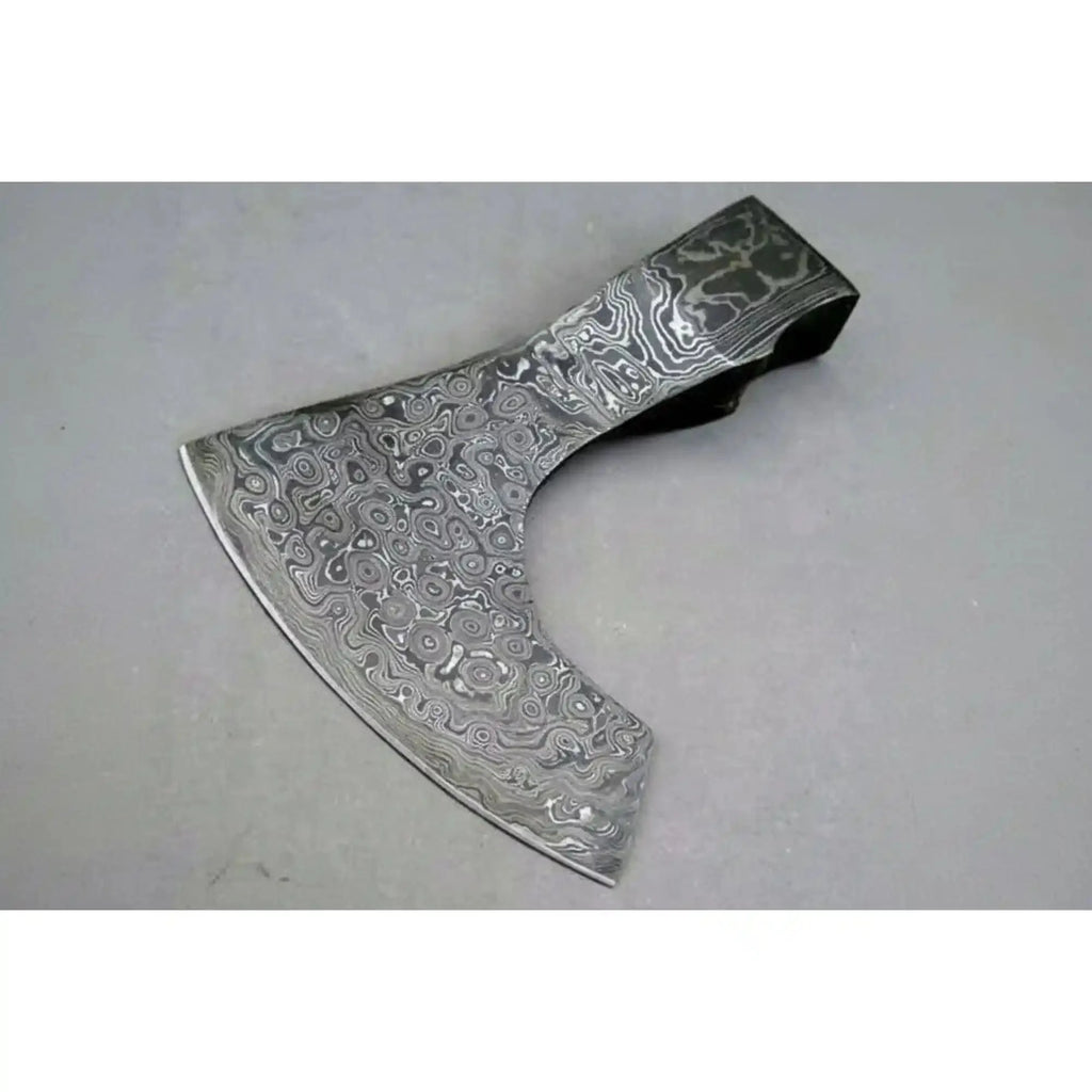 Custom Damascus Axe Head Blank – Handmade Pattern Welded Steel Viking Bearded Axe Blade for Handle Installation | JW SteelCrafts