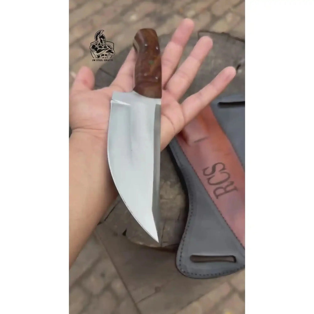 Custom Engraved Stainless Steel Outdoor Knife with Walnut Handle | JW SteelCrafts
