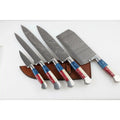Custom Forged Damascus Kitchen Set with Matching Butcher Cleaver
