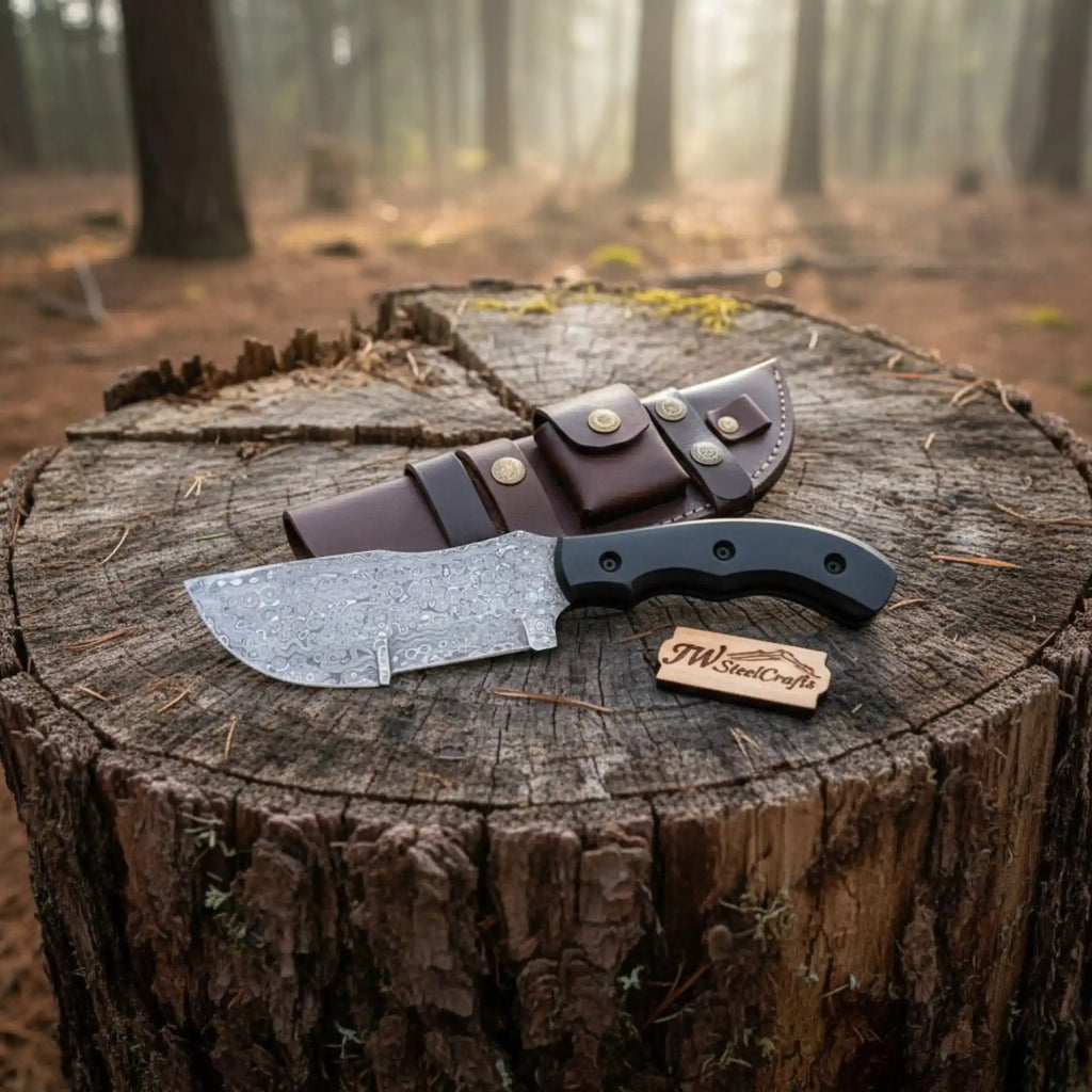 Custom Handmade - 12.Inches Beautiful Full Damascus Tracker knife