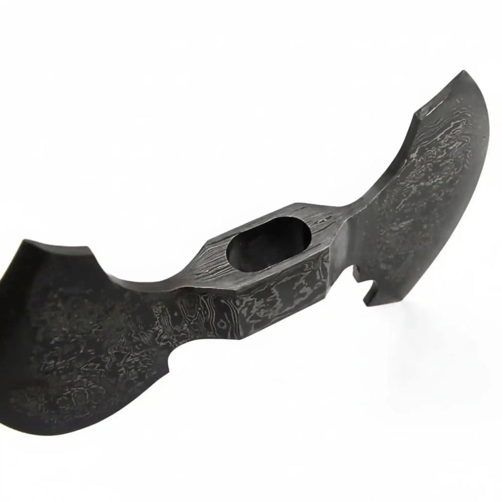 Custom Handmade Damascus Steel Double Headed Blank Axe Head – Functional Viking Tomahawk Blank for Custom Handle Builds | JW SteelCrafts