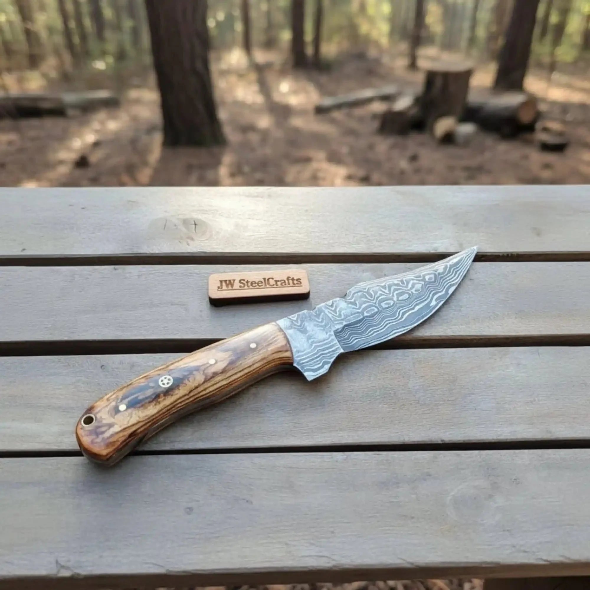 Custom Made Skinner Knife with Premium Wood Handle – Handmade Hunting Blade