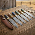 Custom Slim-Profile Damascus Chef Knife Set — 6 Piece Professional Kitchen Set