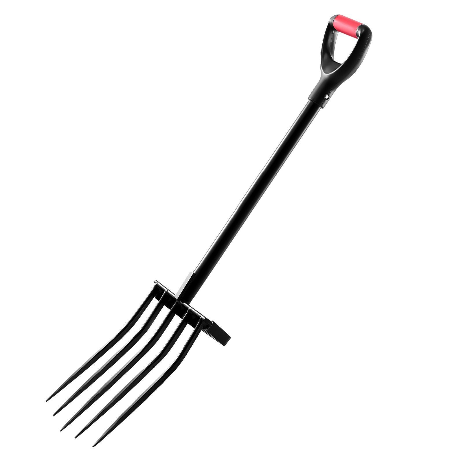 5 Tines Garden Fork Tool Metal Handle 41 in Spading Pitchfork Y Grip Heavy Duty
