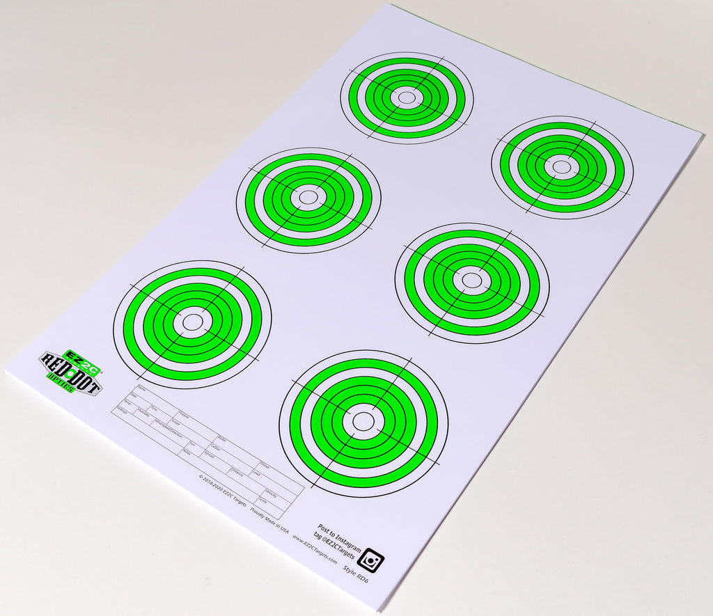 EZ2C Targets RD6: Six 4” Bullseyes Paper Shooting Target 11"x17" USA MADE