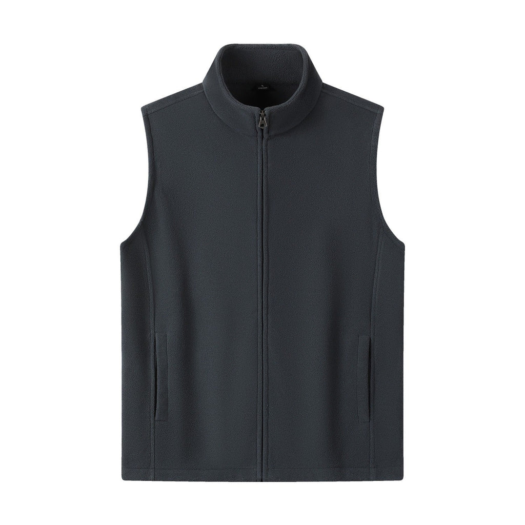 Zipper Stand Collar Double-sided Fleece Cardigan Fleece Vest