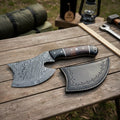 Damascus Bearded Hatchet with Contoured Full Tang Handle