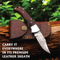 Damascus Folding Knife | Rosewood Handle Lockback | Pocket EDC Knife