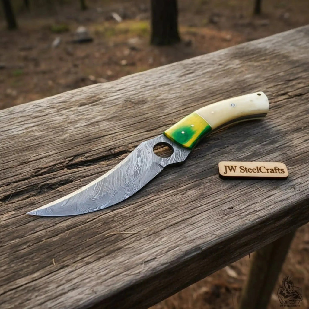 Damascus Hunting Knife 8.5” Fixed Blade
