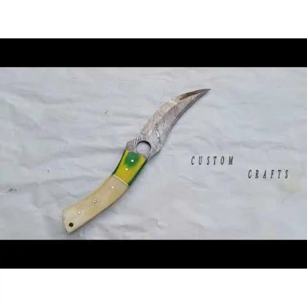 Damascus Hunting Knife 8.5” Fixed Blade