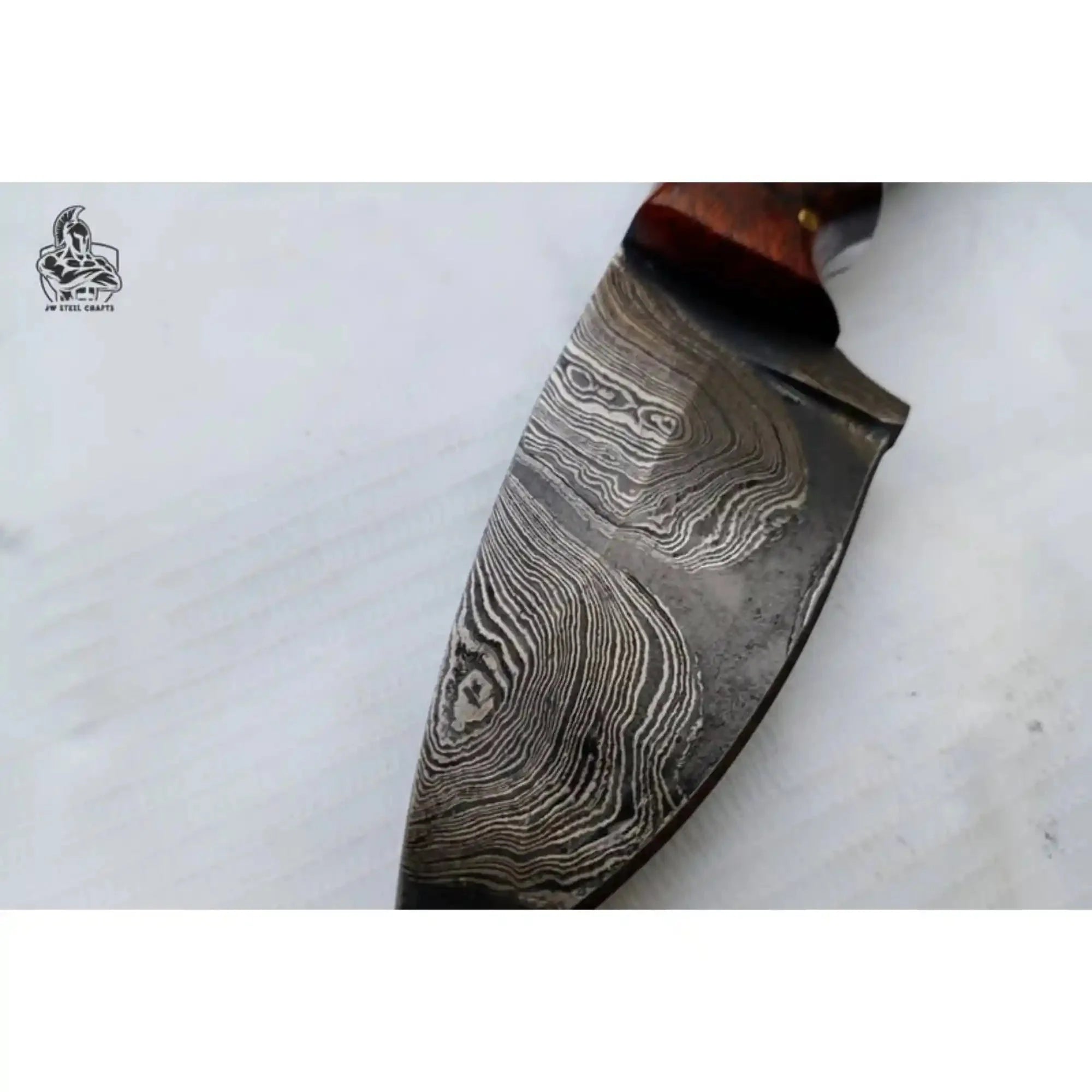 Damascus Skinner Knife 6” Fixed Blade rose wood Handle