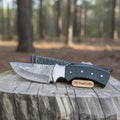 Damascus Skinner Knife Green Black Micarta Handle 3 Inch Blade