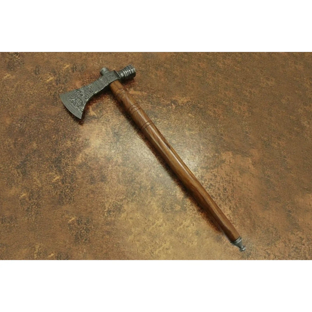 Damascus Smoking Axe Straight Handle 19 Inch