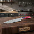 Damascus Steel Chef Knife with USA Flag Handle | Handmade Kitchen Knife