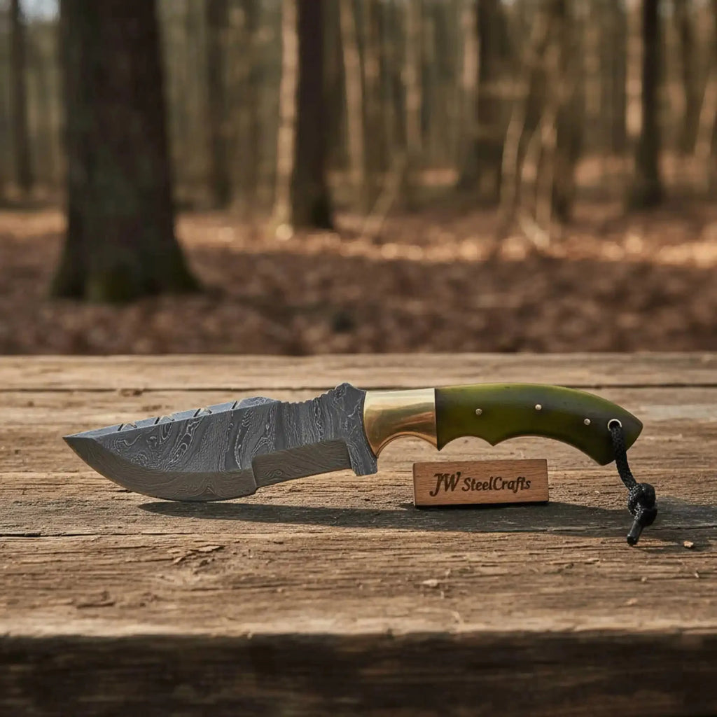 Damascus Steel Hunting Knife – Multiple Handle Colors | JW SteelCrafts