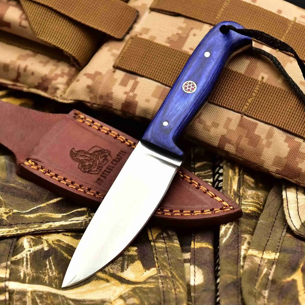 Damascus Steel Hunting Knife – Multiple Handle Colors | JW SteelCrafts
