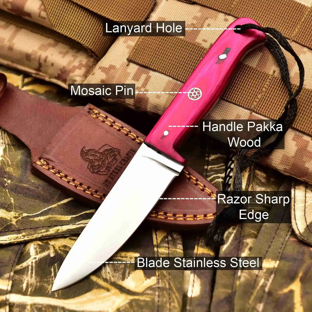 Damascus Steel Hunting Knife – Multiple Handle Colors | JW SteelCrafts