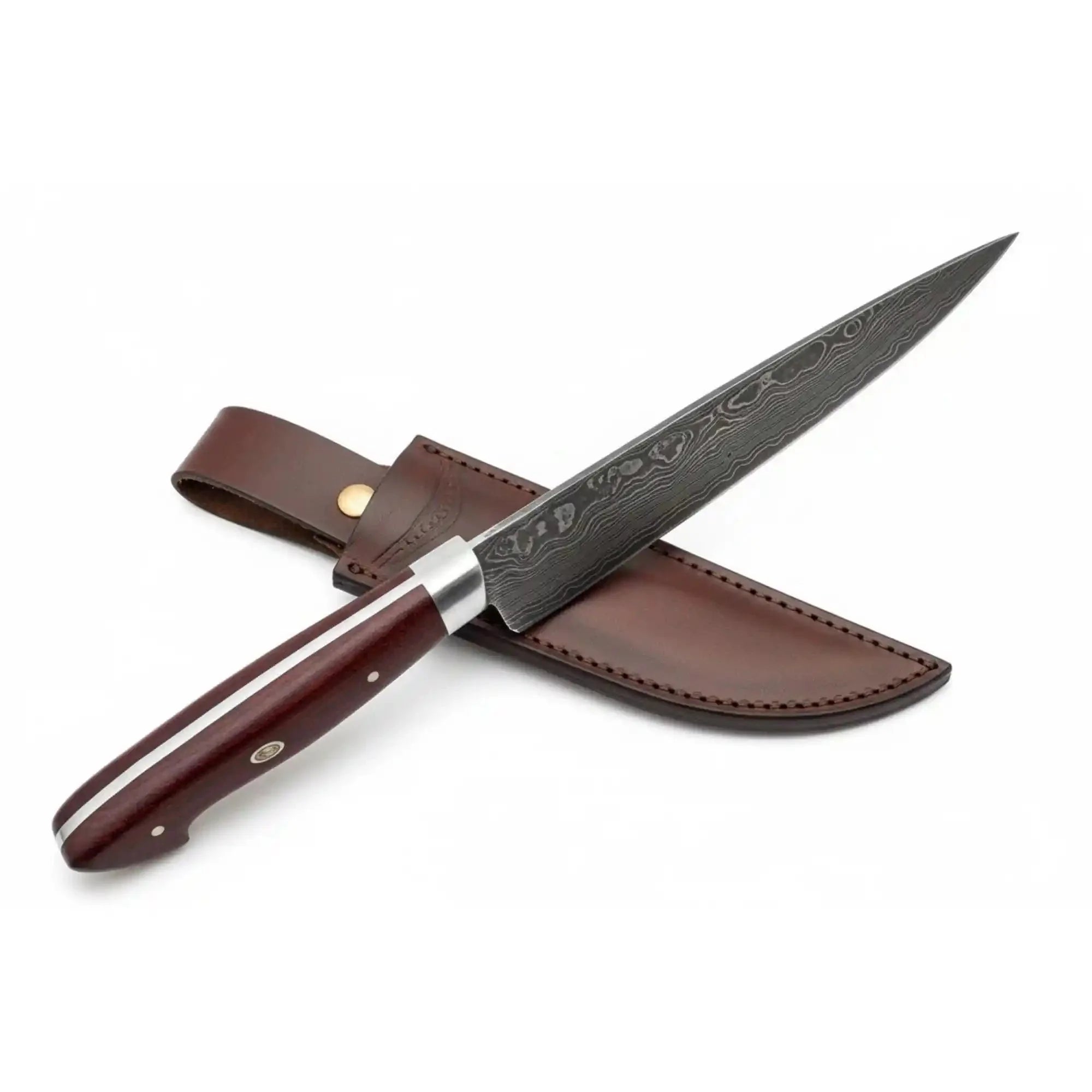 Damascus Steel Santoku Japanese Chef Knife Red Micarta Handle DK-0112