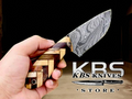 Best Damascus Skinning Knife for Deer – 8" Rosewood