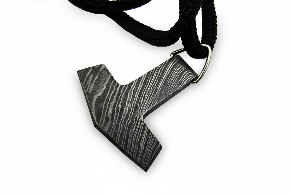 DE-0014 Custom Handmade Damascus steel Viking pendant /Thor Hammer Pendant/Jeweller