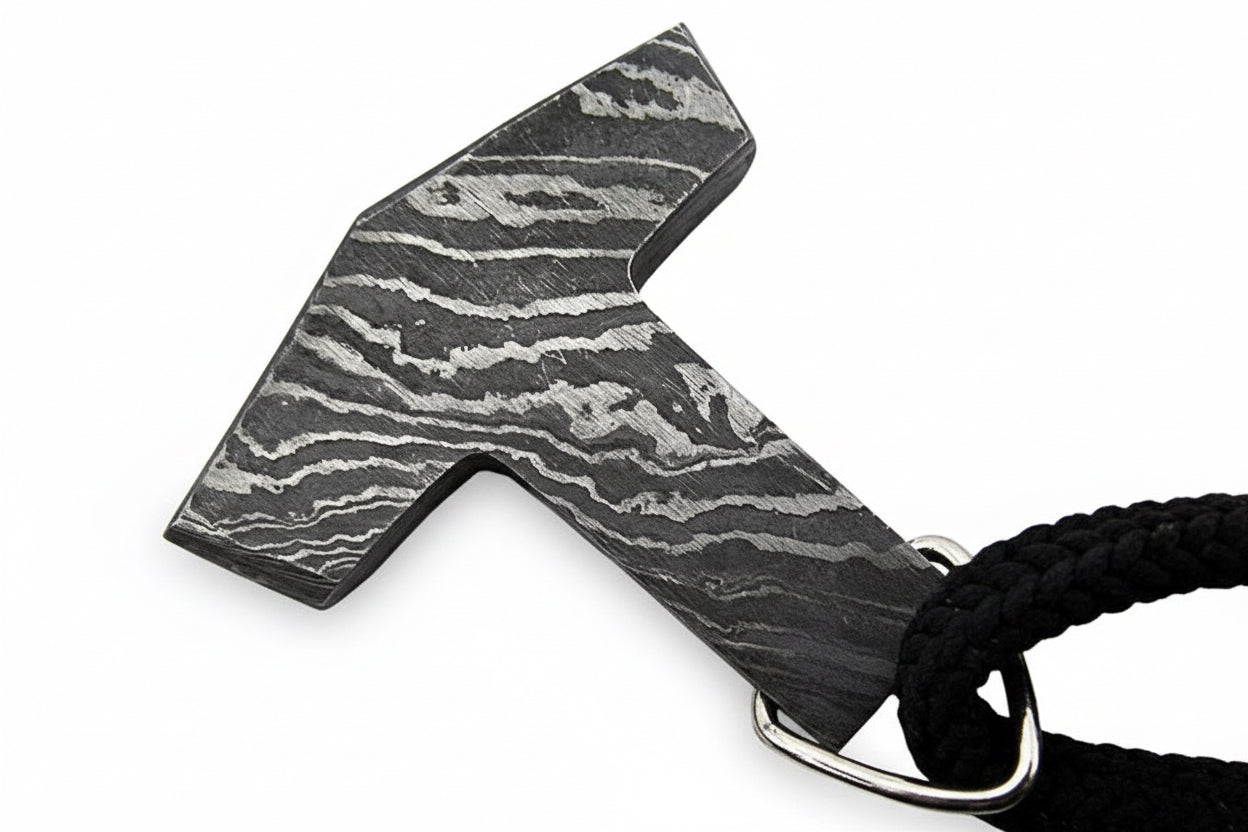 DE-0014 Custom Handmade Damascus steel Viking pendant /Thor Hammer Pendant/Jeweller