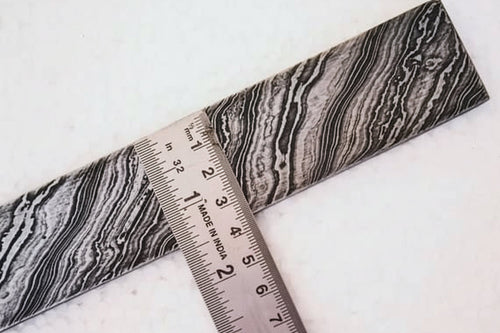 10 Inch Damascus Steel Billet Bar 2 Inch Wide Pattern Welded Blank for Knife Making and Bladesmithing