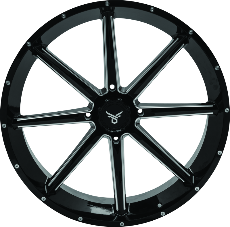 QuadBoss, QuadBoss Slicer 24X7 Off-Road Wheels - 24 Inch Aluminum All-Terrain Rims with Limited Edition QuadBoss Bull Logo Center Caps