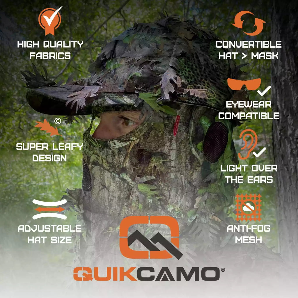 3D Leafy Camo Face Mask Ball Cap in Mossy Oak and Realtree (Adj, OSFM)