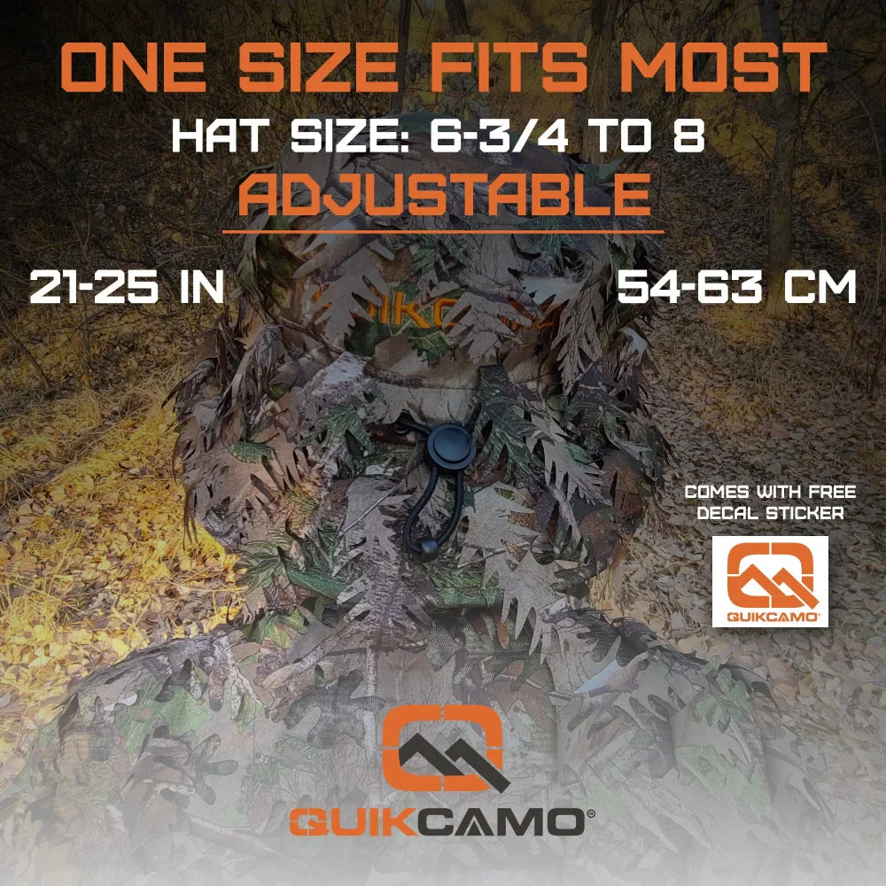 3D Leafy Camo Face Mask Bucket Hats in Mossy Oak and Realtree - Adjustable OSFM