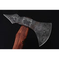 Double-Bit Damascus Axe Head with Rear Spike Variant
