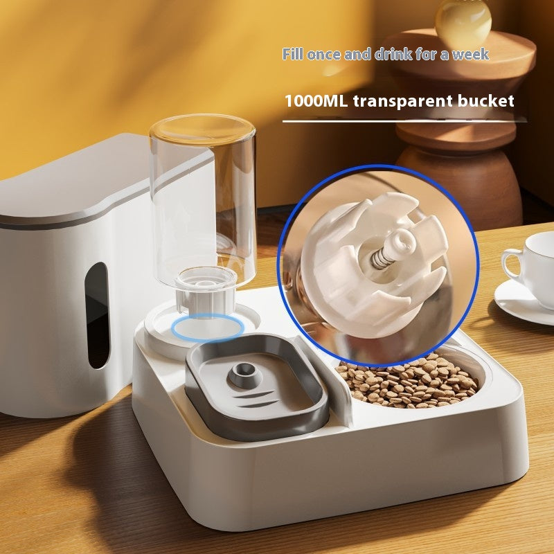 Cat Automatic Pet Feeder Water Dispenser Integrated Double Bowl Drinking Pet