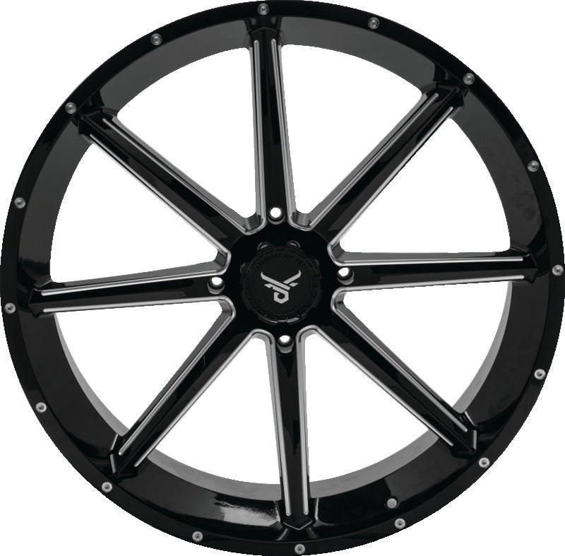 QuadBoss, QuadBoss Slicer 24X7 Off-Road Wheels - 24 Inch Aluminum All-Terrain Rims with Limited Edition QuadBoss Bull Logo Center Caps