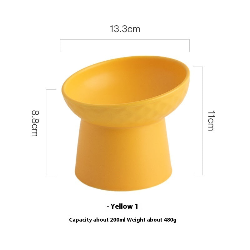 Oblique Mouth High Foot Candy Color Cat Bowl