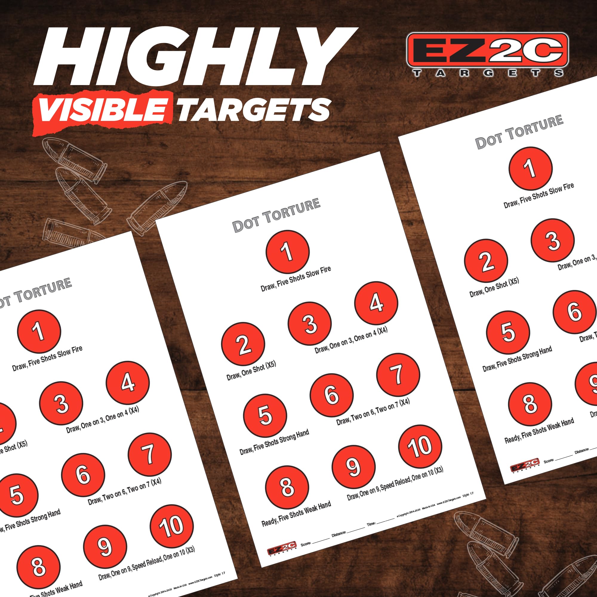 EZ2C Targets #17: Dot Torture Drill 11"x17" Paper Shooting Target USA MADE