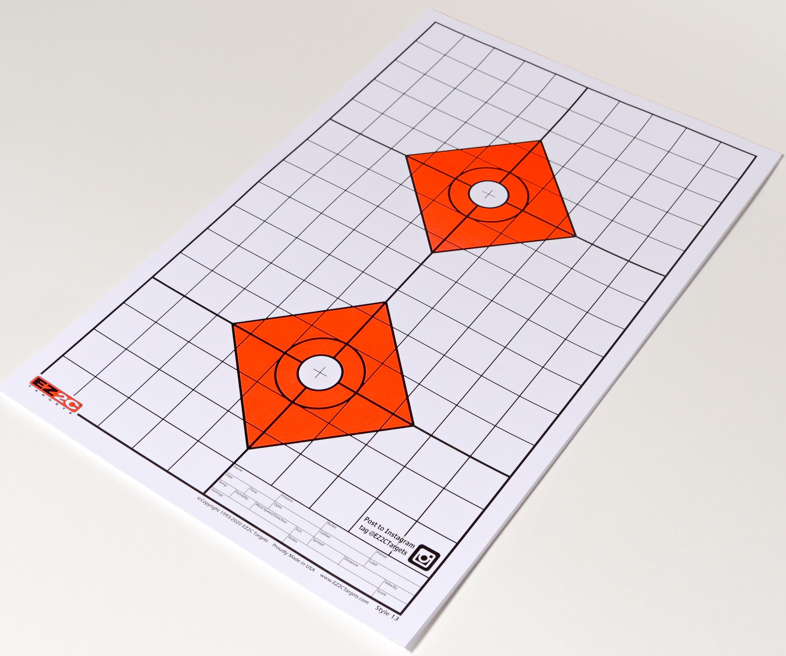 EZ2C Targets Style 13: Shooting Range Paper Target w 1" Grids 11"x17USA MADE
