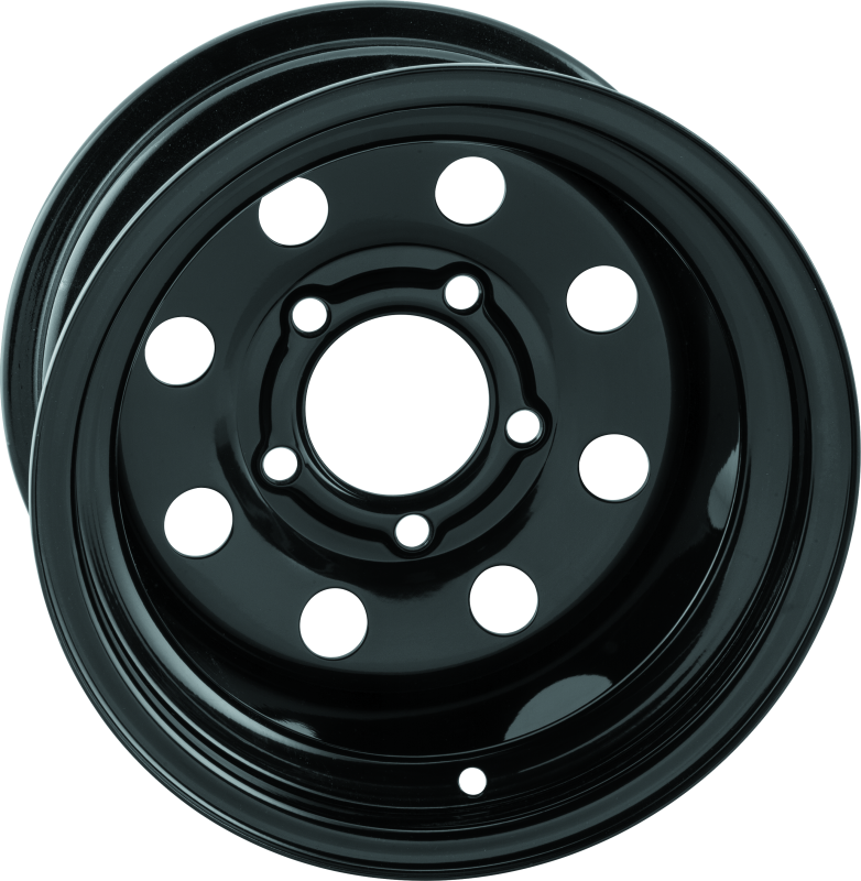 QuadBoss, QuadBoss Steely Wheel 12x7 2+5 5/4.5 - Durable Black Powder-Coated Steel Wheel for Powersports Vehicles