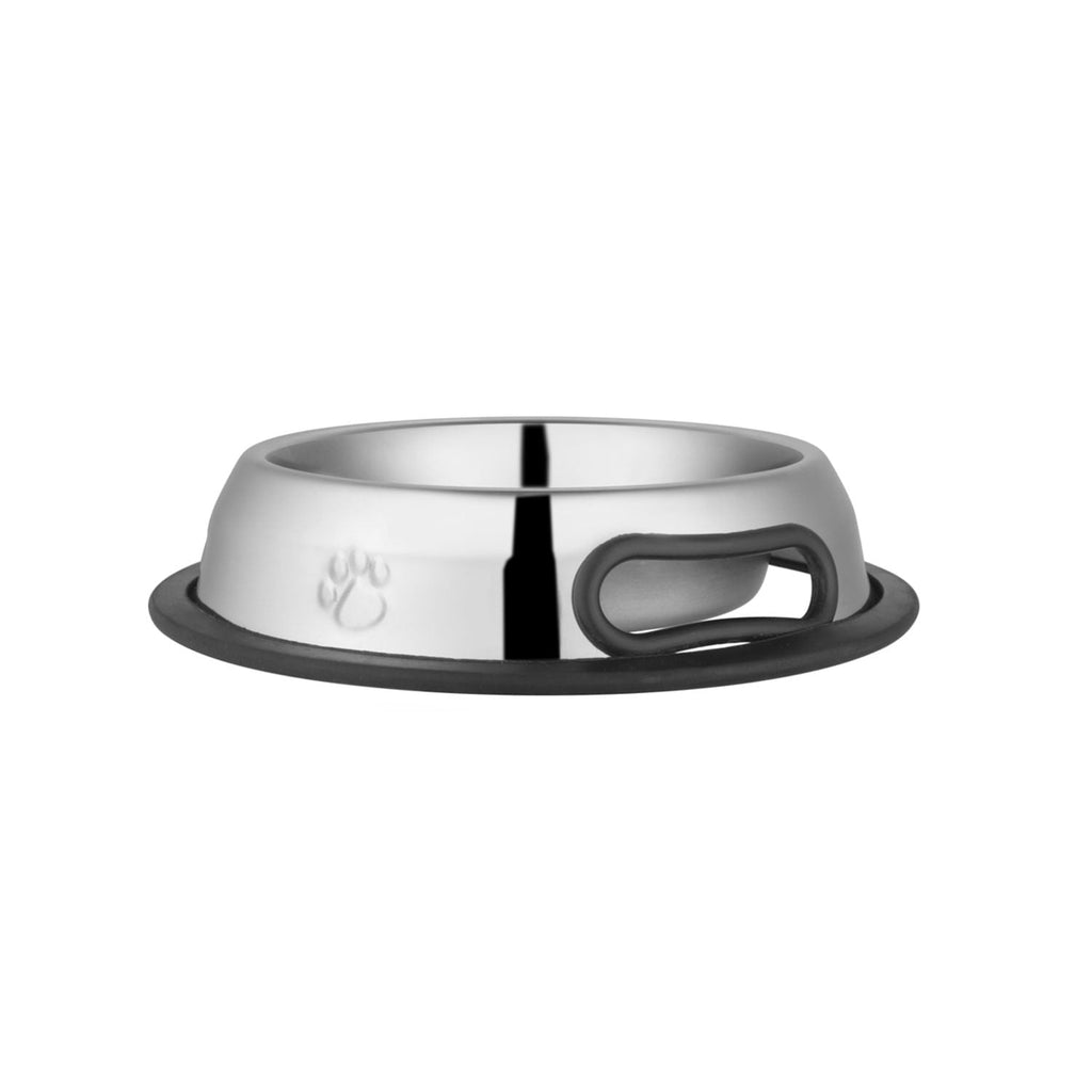 Jeffers Pet Embossed No-Tip Anti-Skid Stainless Steel Pet Bowls for Dogs, Cats, Puppies, Kittens – Rubber Base, Food & Water Feeding Dish for Home, Travel, Camping, Kennel