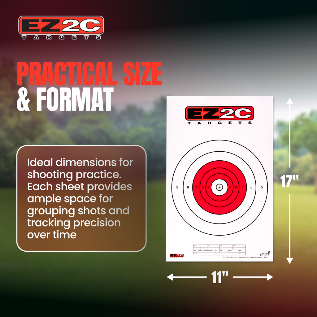 200 EZ2C Targets Most Popular 8 Styles Paper Targets Bundle Pack 11"x17" USA Made