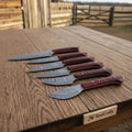 Forged Damascus Professional Kitchen Knife Set — Red Burl Series