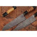 Forged Damascus Santoku Knife – Olive Wood Olive Handle, Handcrafted