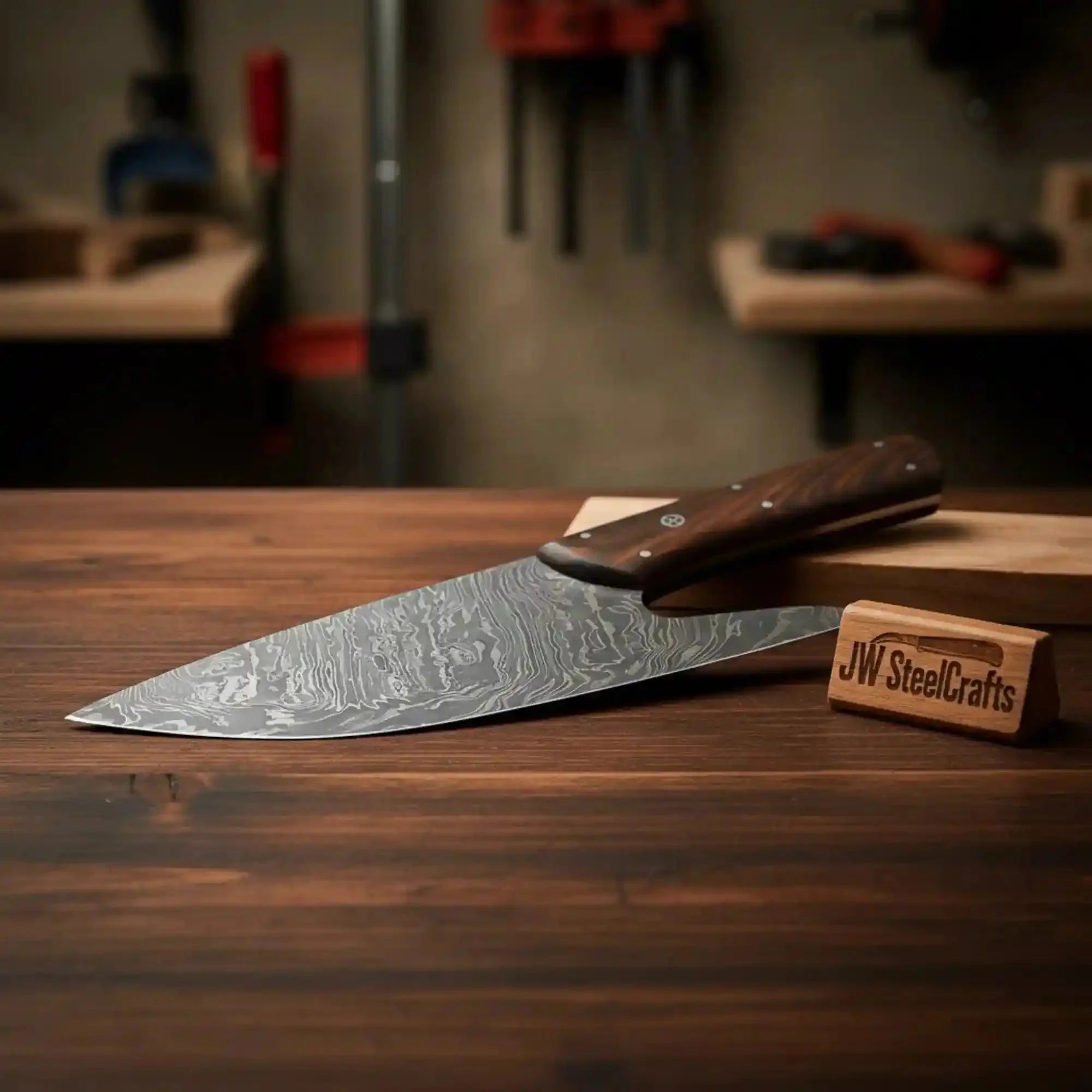 French-Style Chef Carving Knife in Premium Damascus Steel with Full Tang Construction