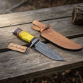 Frontier Clip Point Bowie Knife, Hand Forged Damascus Steel Blade, Stacked Handle, Custom Handmade Bowie, JW SteelCrafts