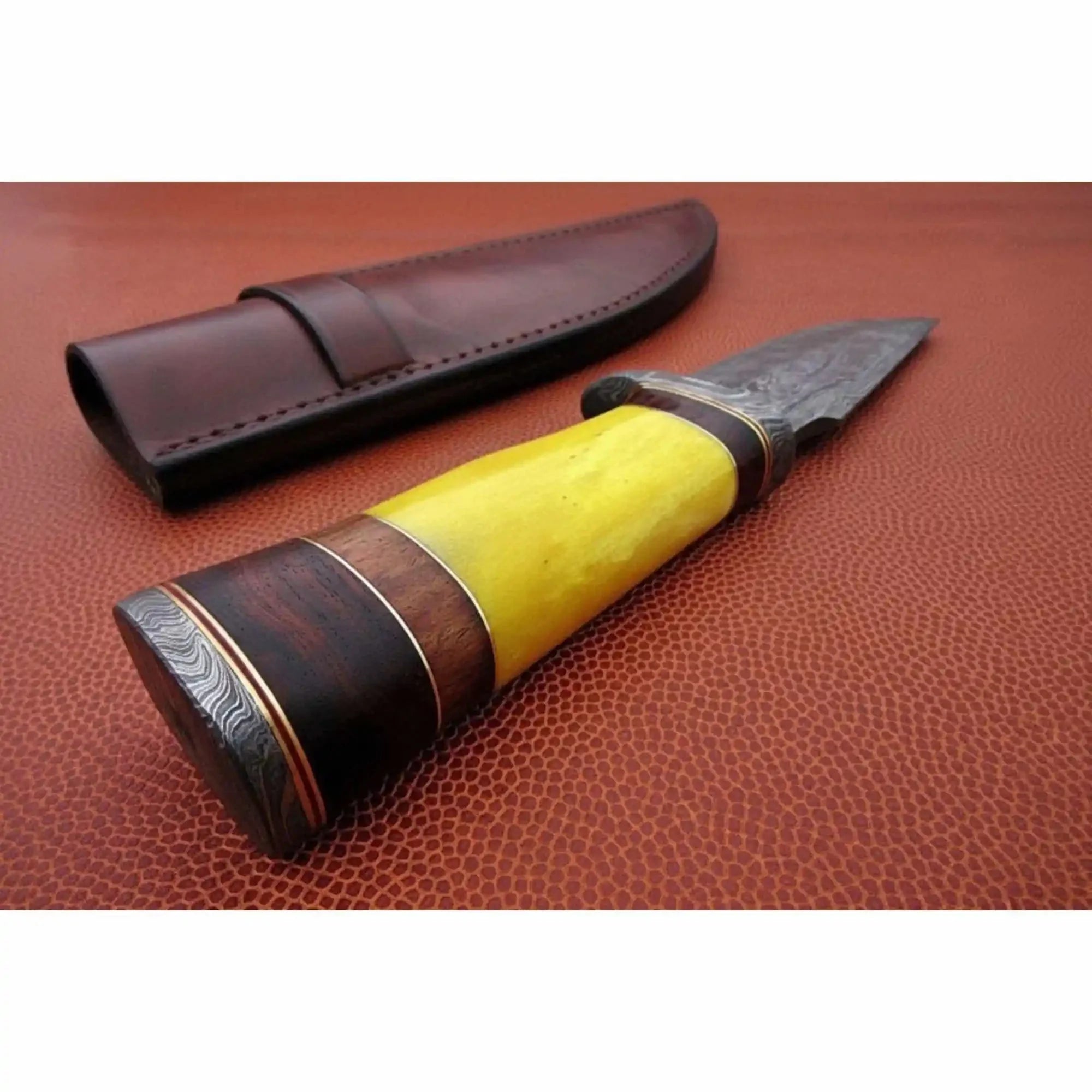 Frontier Clip Point Bowie Knife, Hand Forged Damascus Steel Blade, Stacked Handle, Custom Handmade Bowie, JW SteelCrafts