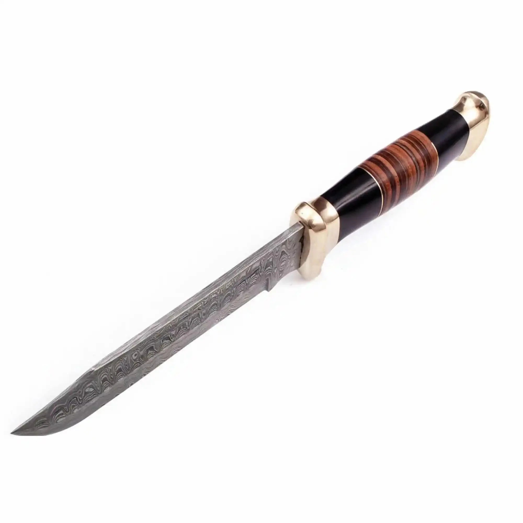 Frontier Clip Point Bowie Knife, Hand Forged Damascus Steel Blade, Stacked Wood Handle, Custom Fixed Blade, JW SteelCrafts
