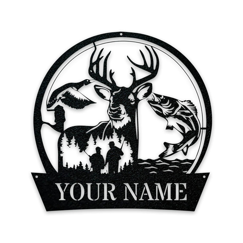 Great Outdoors Hunting Trio - Personalized Metal Sign
